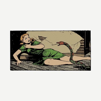 Terrified woman, snake drawing, vintage | Free PSD - rawpixel