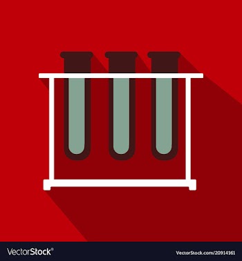 Test tubes icon with long shadow flat design vector image