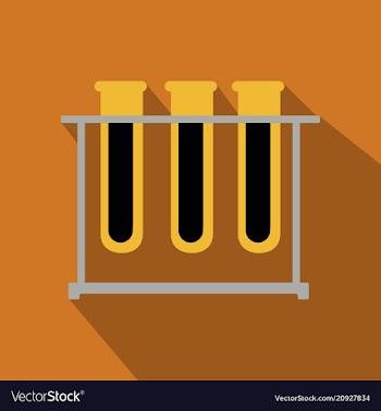 Test tubes icon with long shadow flat design vector image