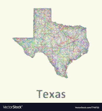 Texas line art map vector image