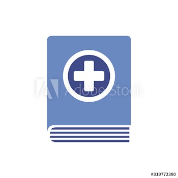 text book with medical cross symbol