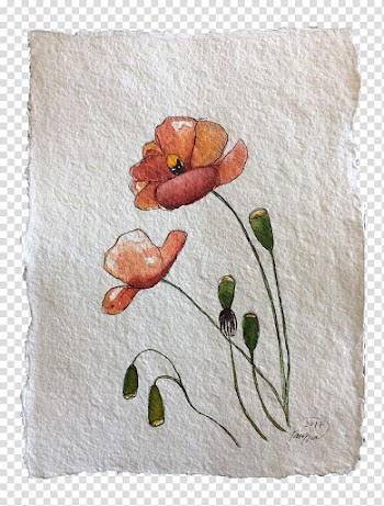 Textile Cushion, poppy watercolor painting transparent background PNG clipart