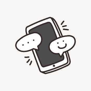 texting app doodle collage element | Free Vector - rawpixel