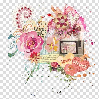 Texture I, multicolored floral and heart illustration transparent background PNG clipart