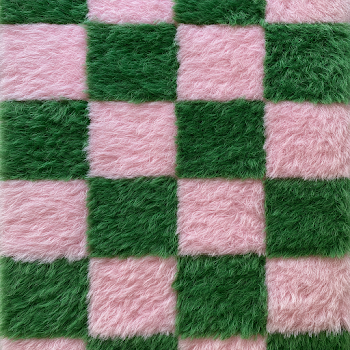 Textured Checkerboard Textile in Pink and Green