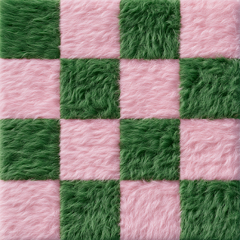 Textured Checkerboard Woven Textile in Pink and Green
