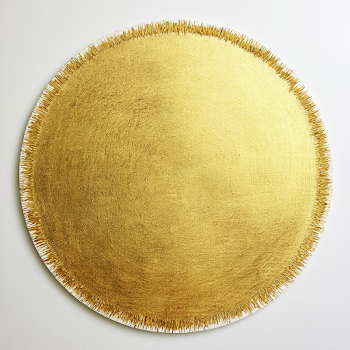 Textured Golden Disk on White Canvas