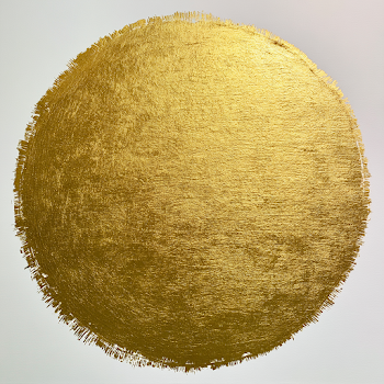 Textured Golden Disk on White Canvas