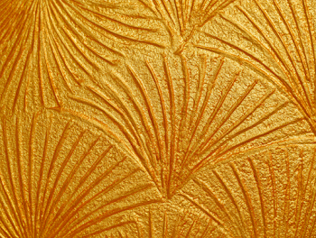 Textured Golden Wall Panel with Abstract Palm Leaf Patterns