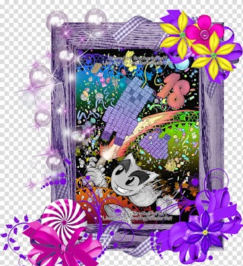 Th Birthday Fella Party, purple and yellow floral frame illustration transparent background PNG clipart