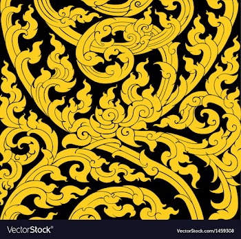 Thai art tree leaves pattern old style vector image
