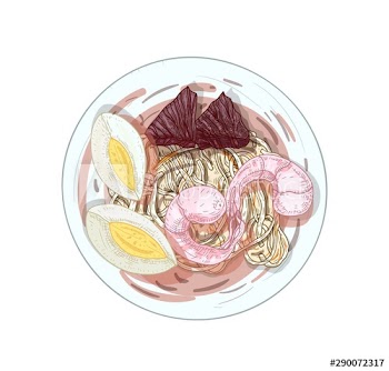 Thai fried noodles hand drawn vector illustration