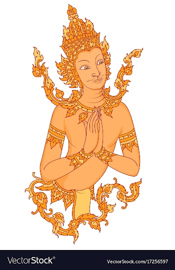 Thai style angel art pattern vector image