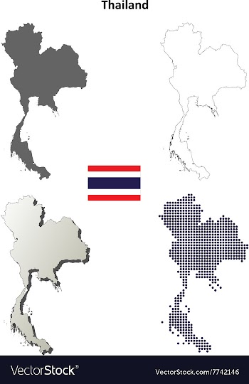 Thailand blank detailed outline map set vector image
