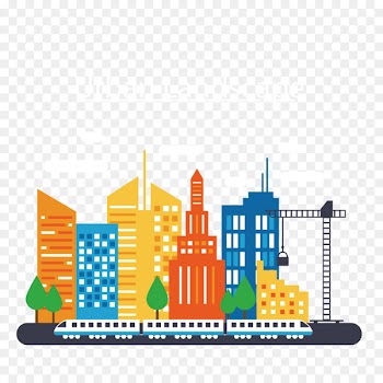 Thane Smart Cities Mission Smart city Infographic - Color cartoon city silhouette 