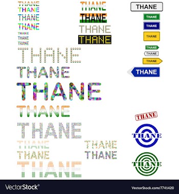 Thane text design set vector image