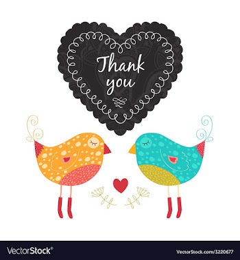  					Thank you card with birds vector image														