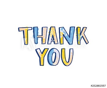 Thank You word handwritten with funky calligraphic font decorated by bright colored dots
