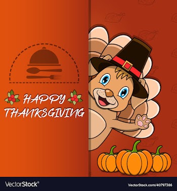 thanksgiving card with dog character design happy