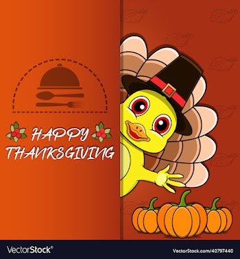 thanksgiving card with duck character design