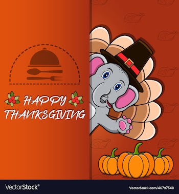 thanksgiving card with elephant character design