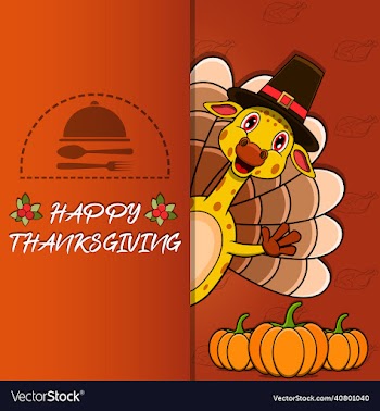 thanksgiving card with giraffe character design