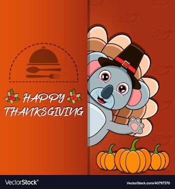 thanksgiving card with koala character design