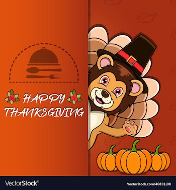 thanksgiving card with lion character design