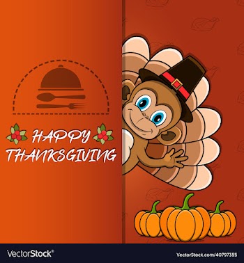 thanksgiving card with monkey character design