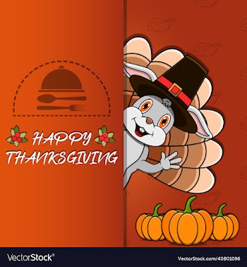 thanksgiving card with rabbit character design