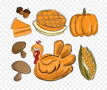 Thanksgiving dinner Drawing Food - Seven colored Thanksgiving food vector material 