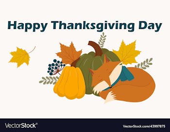 thanksgiving greeting card with fox
