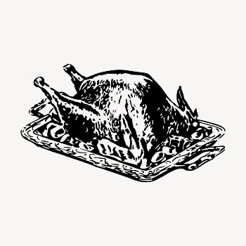 Thanksgiving turkey dinner clipart, vintage | Free Vector - rawpixel