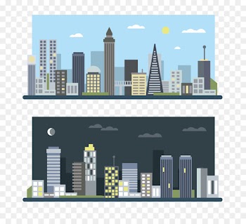 The Architecture of the City Illustration - Day and night city vector material 