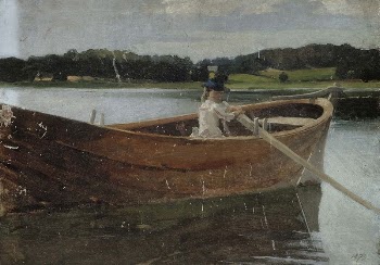 The artist's sister berta in a rowing | Free Photo - rawpixel