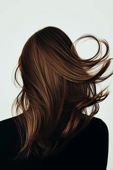 the back of a woman's head with wavy hair