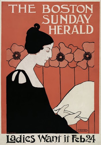 The Boston Sunday Herald (1895&ndash;1901) vintage poster of a woman reading a newspaper in art nouveau style in high resolution by Ethel Reed. Original from Library of Congress. Digitally enhanced by rawpixel.