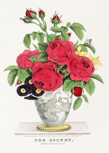 The bouquet (1845) aesthetic lithograph | Free Photo - rawpixel