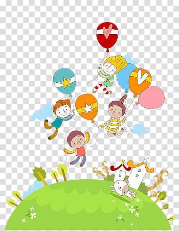 , The child holds the balloon transparent background PNG clipart