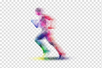 The Color Run Running, Colorful silhouette transparent background PNG clipart