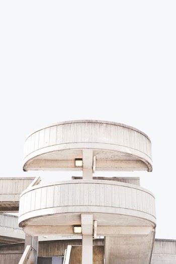 The cylindrical stairwell at a building in Cuyahoga Falls