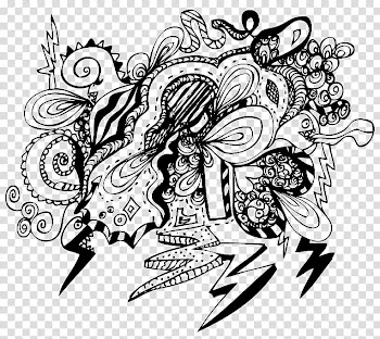 The doodles are raining, black abstract art transparent background PNG clipart