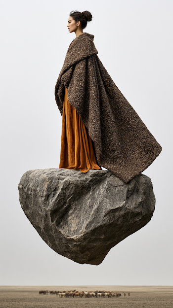 The Enigmatic Woman on a Floating Rock