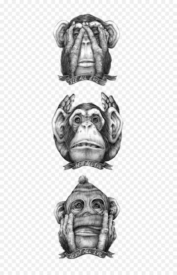 The Evil Monkey Drawing Chimpanzee Illustration - Hand-painted gorilla 