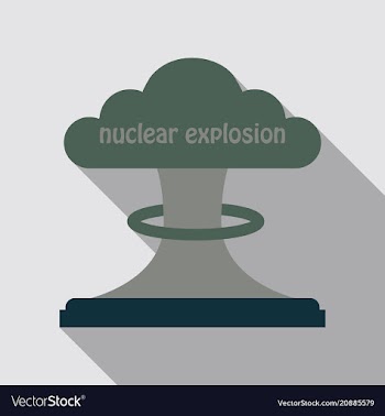 The explosion of the atomic bomb and nuclear vector image