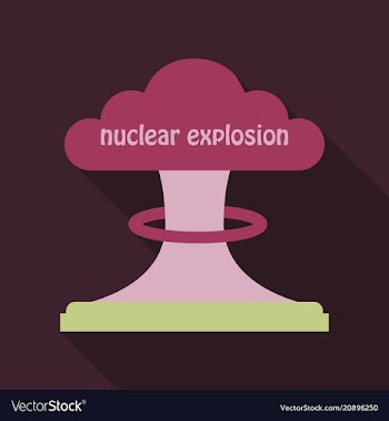 The explosion of the atomic bomb and nuclear vector image