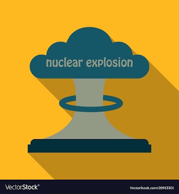 The explosion of the atomic bomb and nuclear vector image