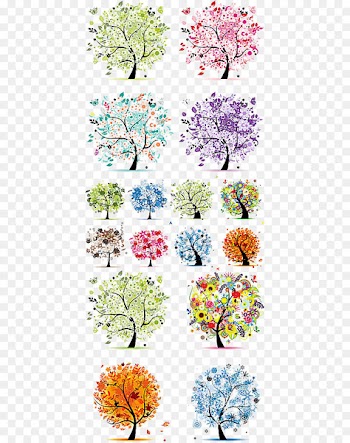 The Four Seasons Tree Spring Winter - Variety of seasons abstract tree vector material 
