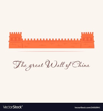 The great wall of china with chinese flag in the vector image