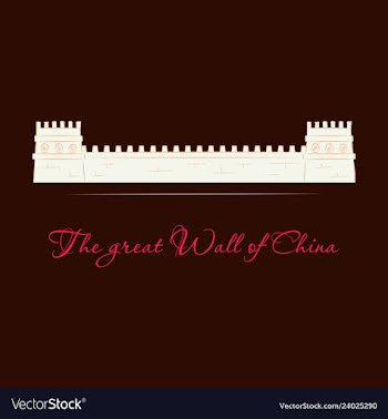 The great wall of china with chinese flag in the vector image